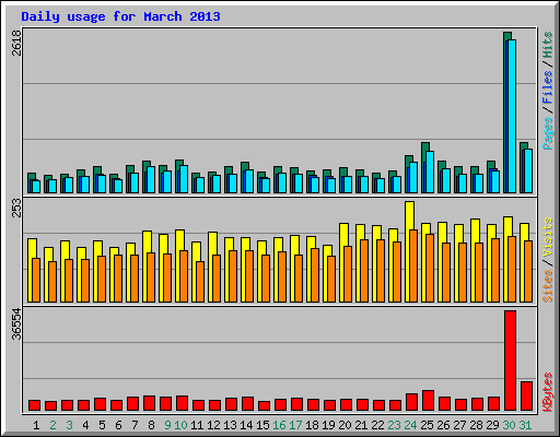Daily usage for March 2013