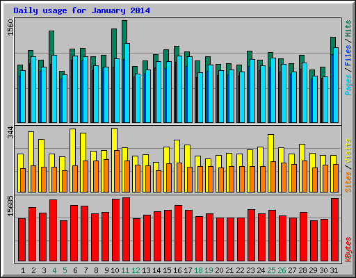 Daily usage for January 2014