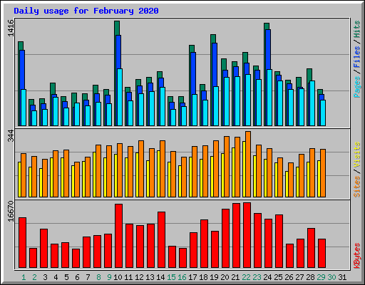 Daily usage for February 2020