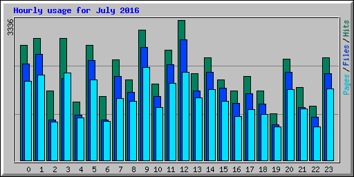 Hourly usage for July 2016