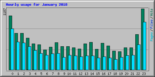 Hourly usage for January 2018