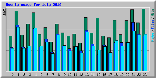 Hourly usage for July 2019