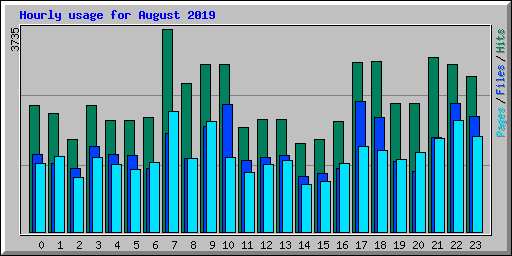 Hourly usage for August 2019